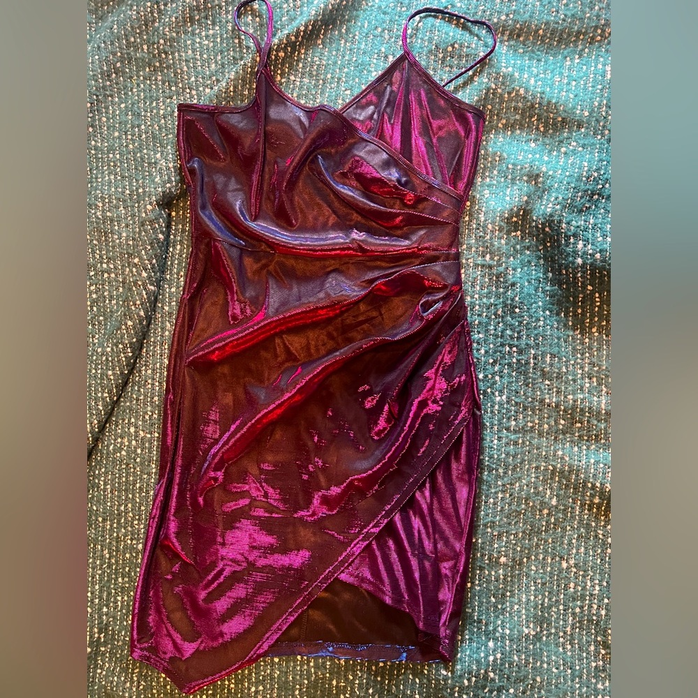 SHIEN metallic purple dress (sheer)